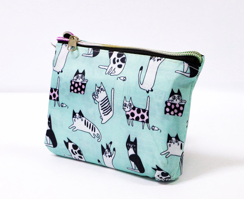 Bolsa plegable gatos celeste claro