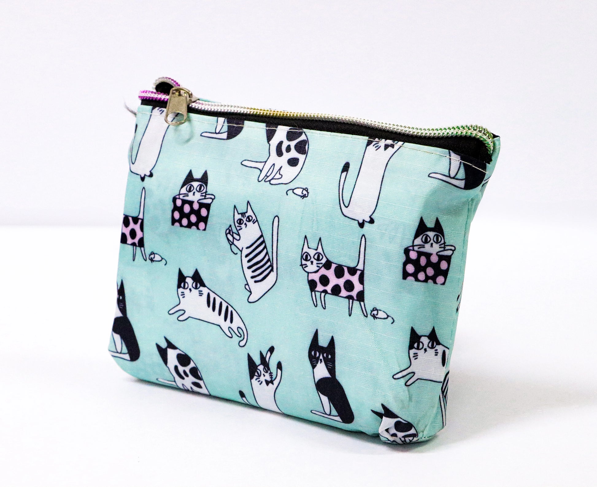 Bolsa plegable gatos celeste claro