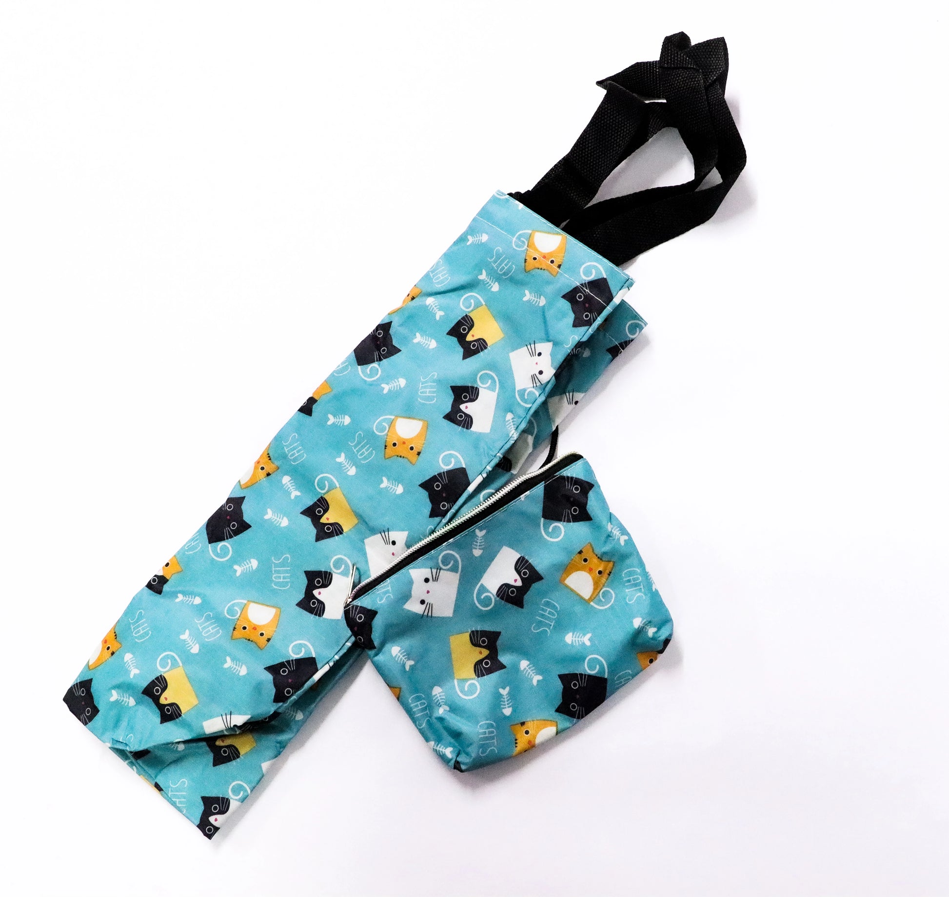 Bolsa plegable gatos celeste