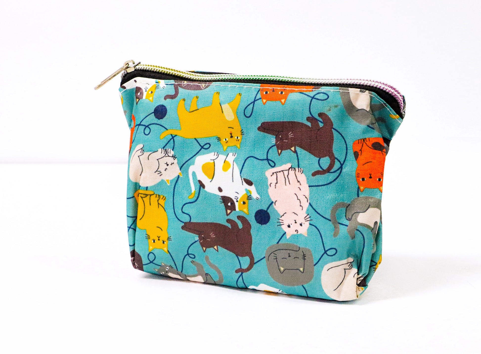 Bolsa plegable gatos azul claro