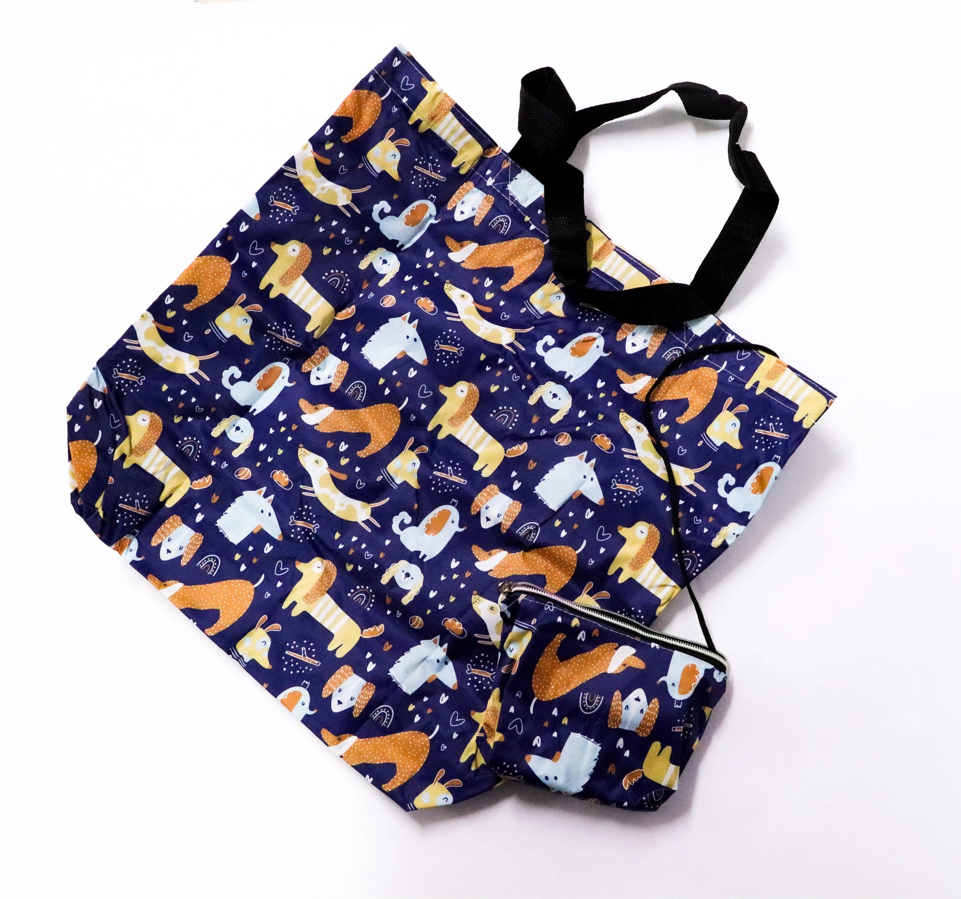 Bolsa plegable perros azul marino