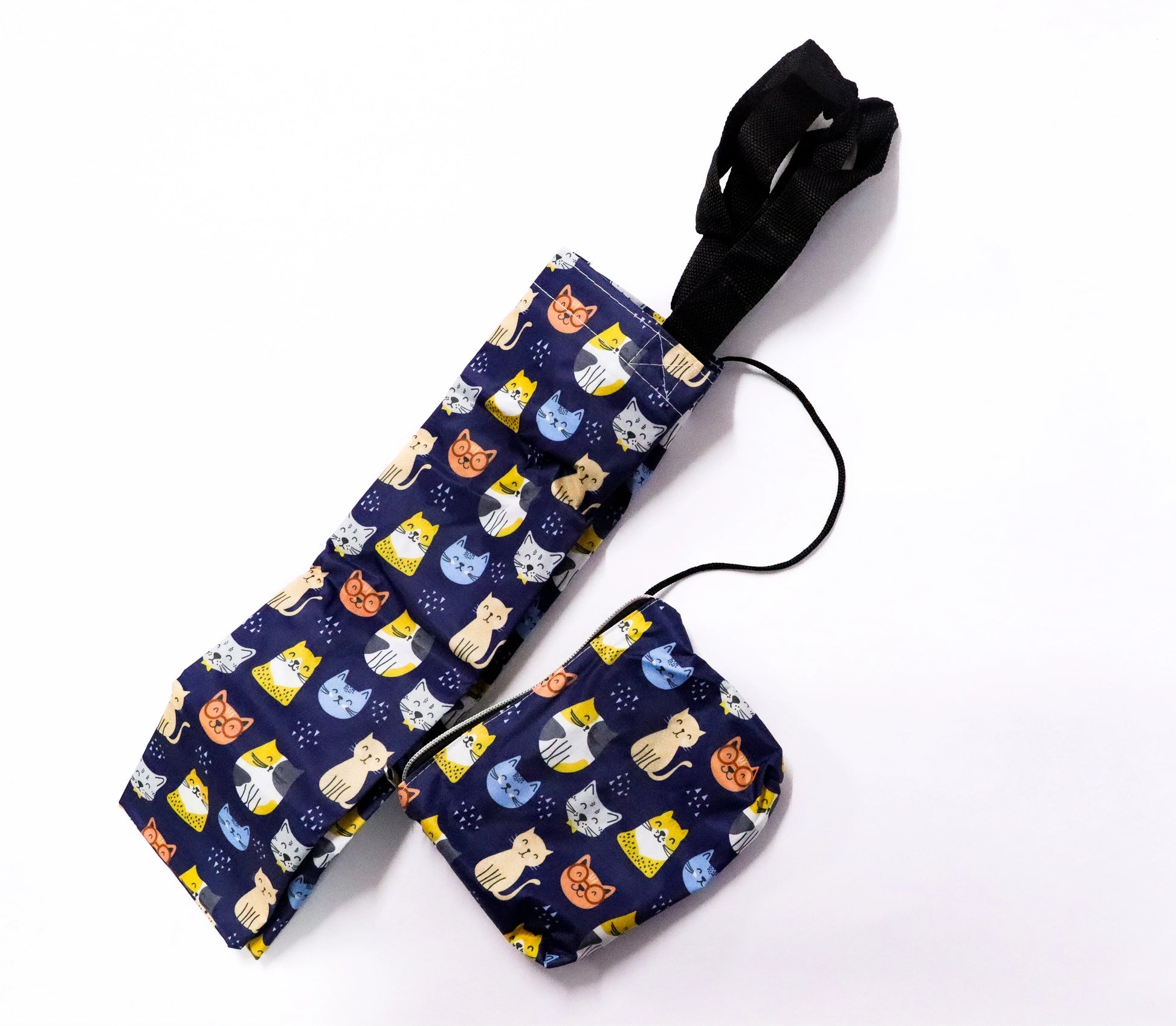 Bolsa plegable gatos azul marino