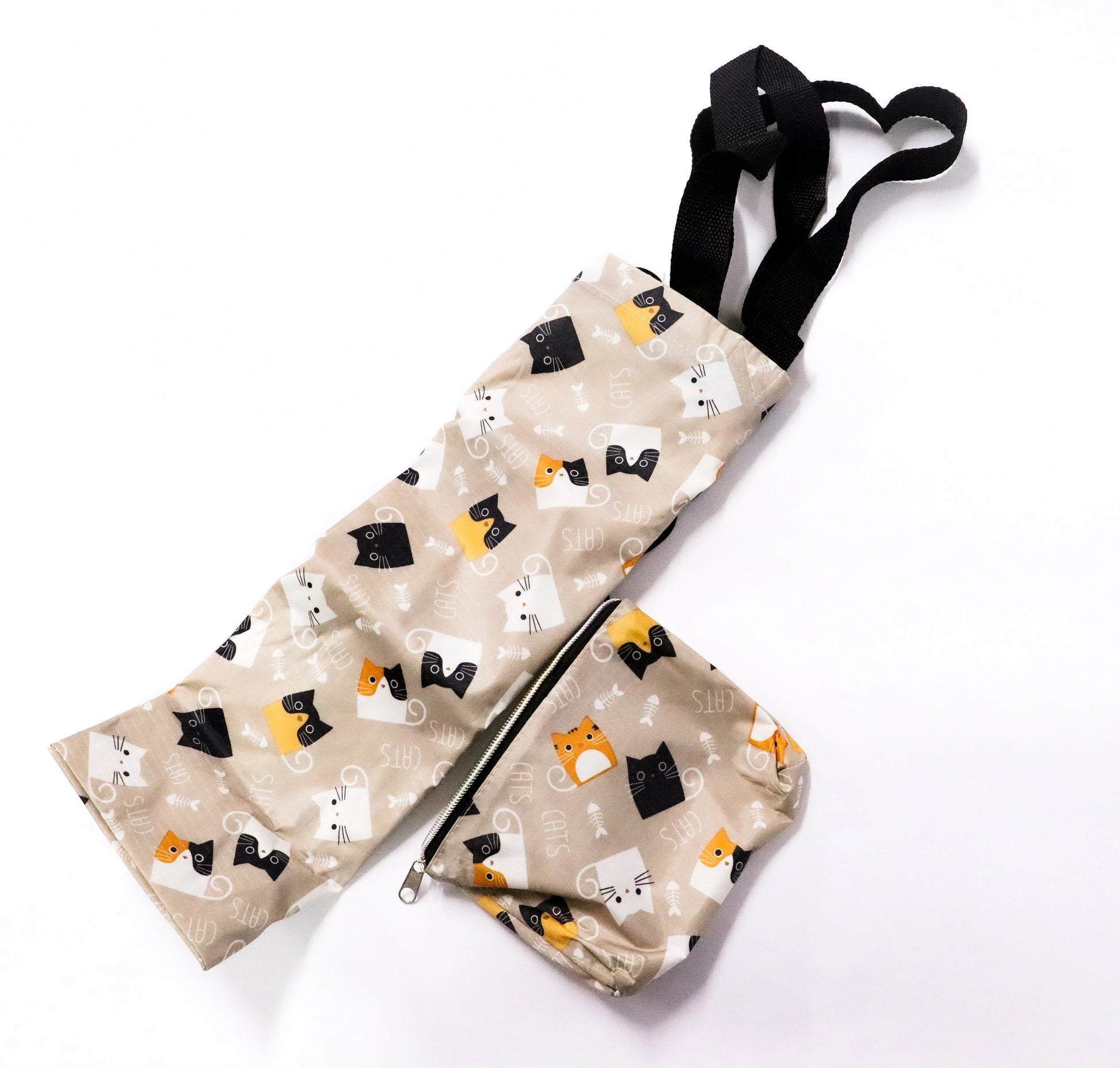 Bolsa plegable gatos beige