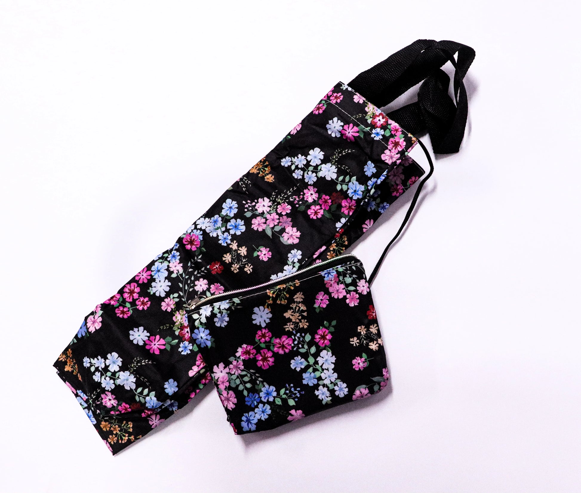 Bolsa plegable flores negro