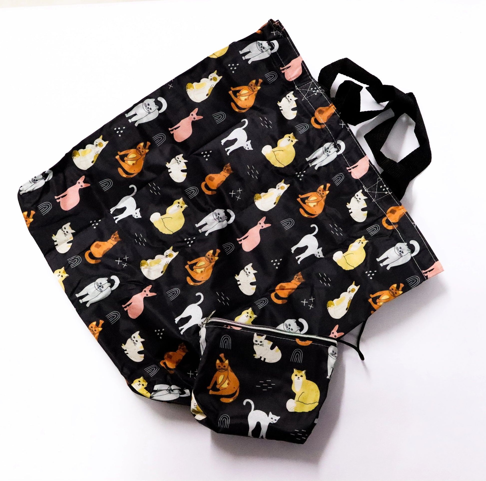 Bolsa plegable gatos negro