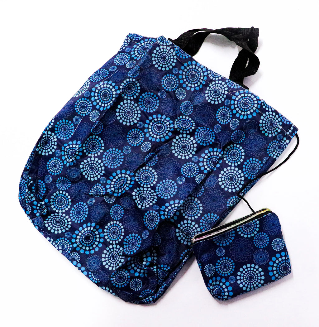 Bolsa plegable geométrico azul marino