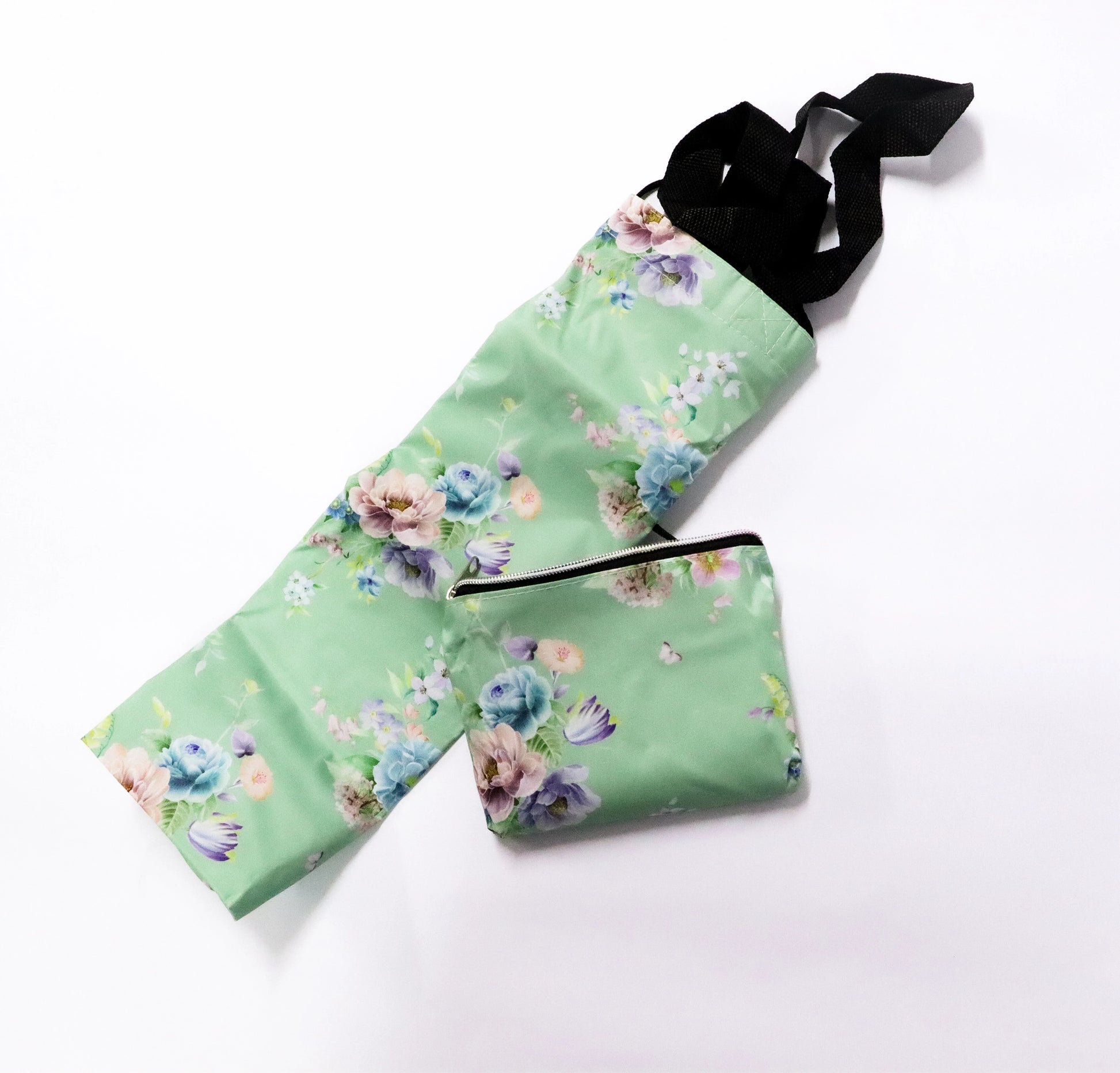 Bolsa plegable verde floral